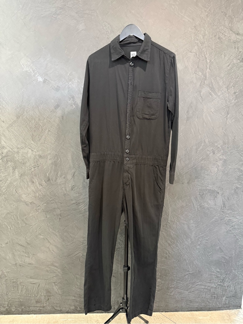 NSF Black Button-Front Utility Jumpsuit M
